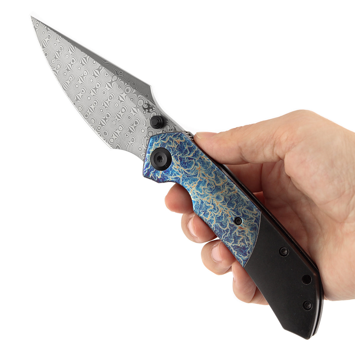 KANSEPT Fenrir Liner Lock Blackwash Titanium with Lightning Strike