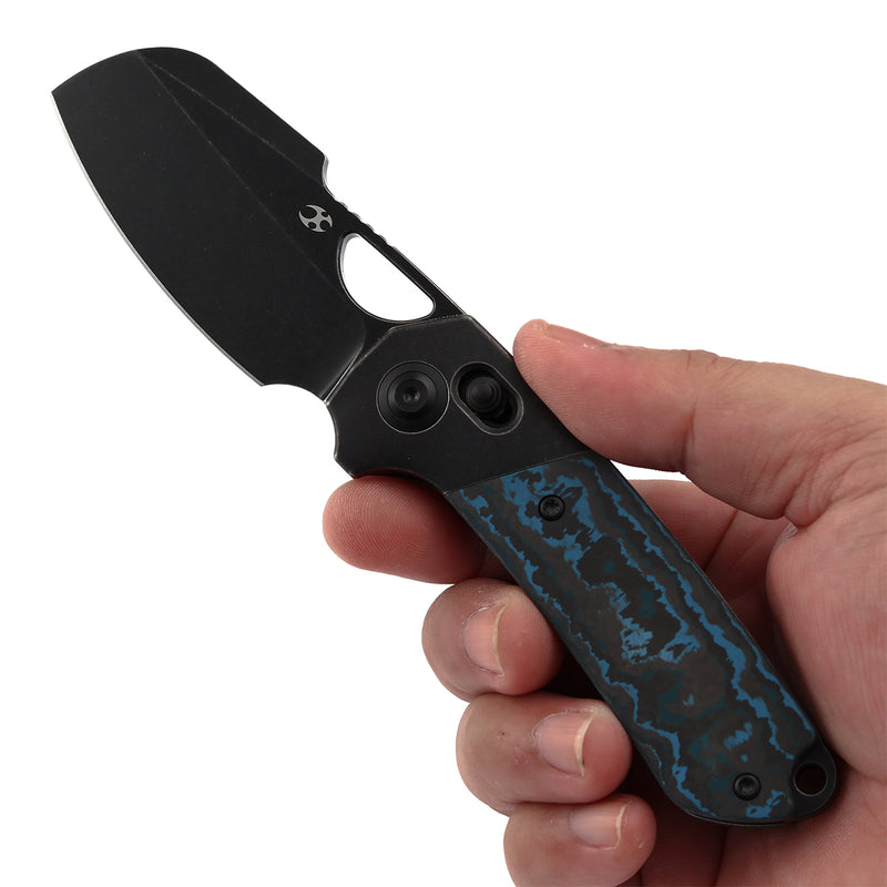 KANSEPT Nahual Crossbar Lock Knife Blackwash Titanium with Arctic Storm  Fatcarbon Handle(2.95" Magnacut Blade)Javier Garcia Design-K2125V4