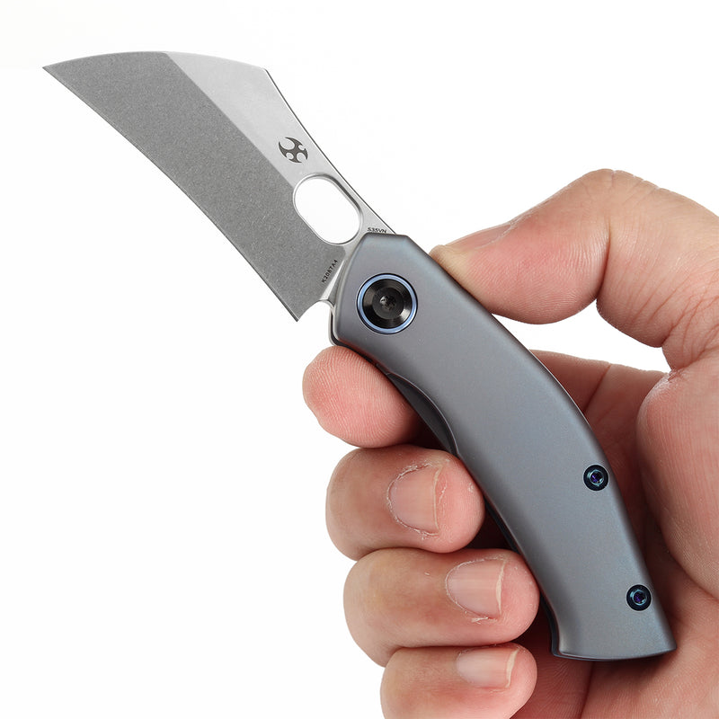 KANSEPT Osprey Thumb Hole Knife Blue Anodized Titanium Handle (2.23'' CPM-S35VN Blade) Johnathan Shaw Design - K2087A4