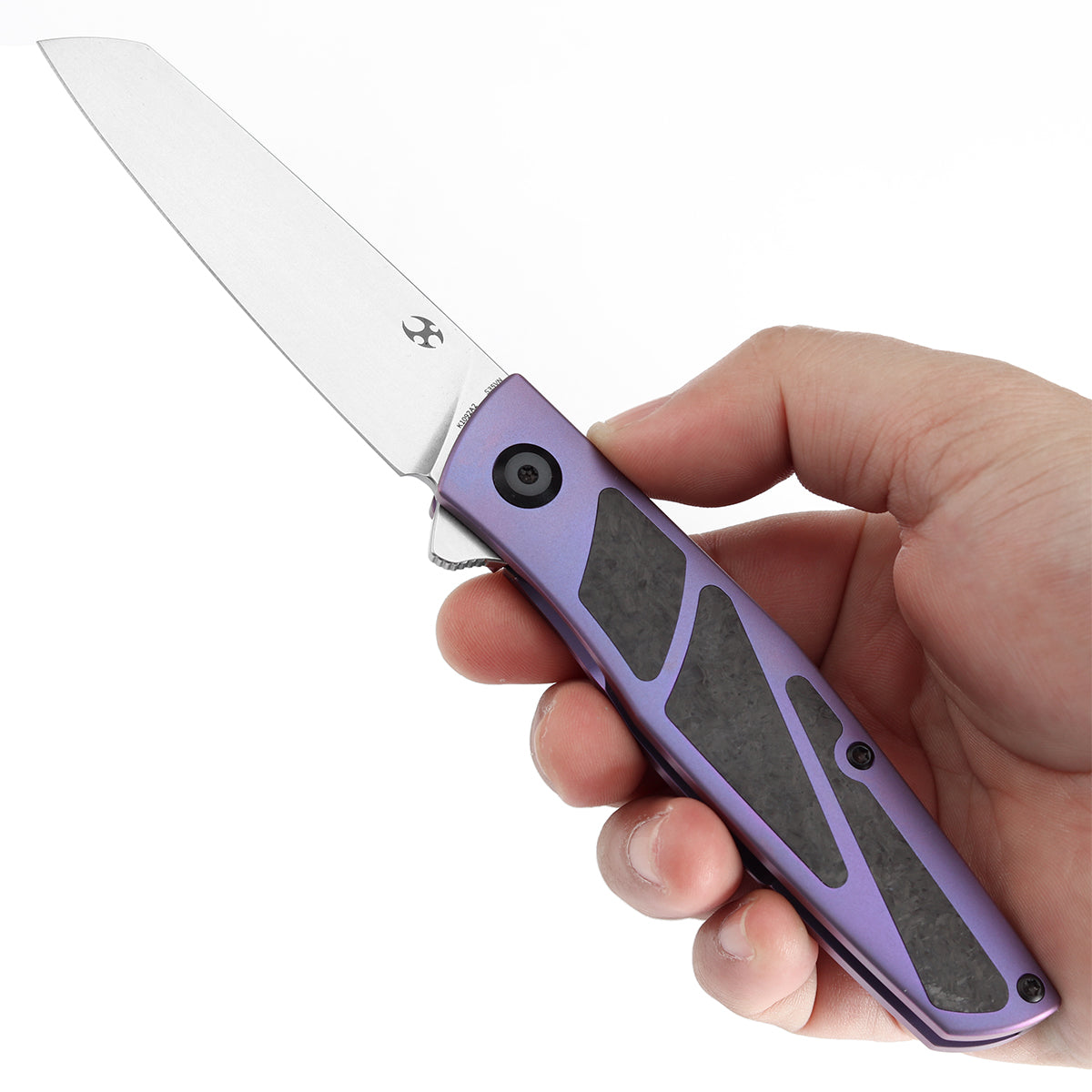 カランビット　39 KANSEPT Cru Flipper Knife Purple Anodized Titanium & Shred