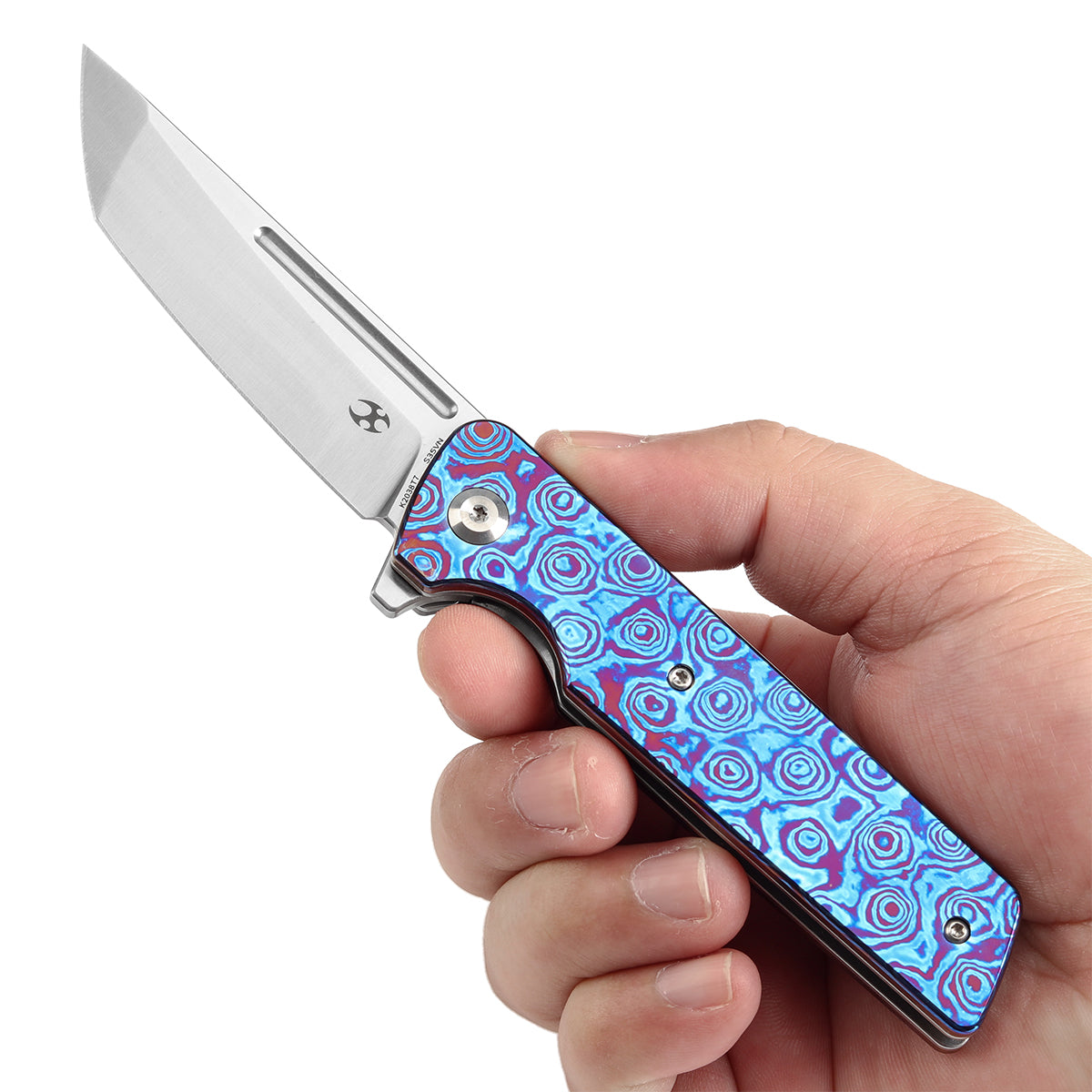 KANSEPT Anomaly Flipper Knife Timascus Handle with Timascus Clip