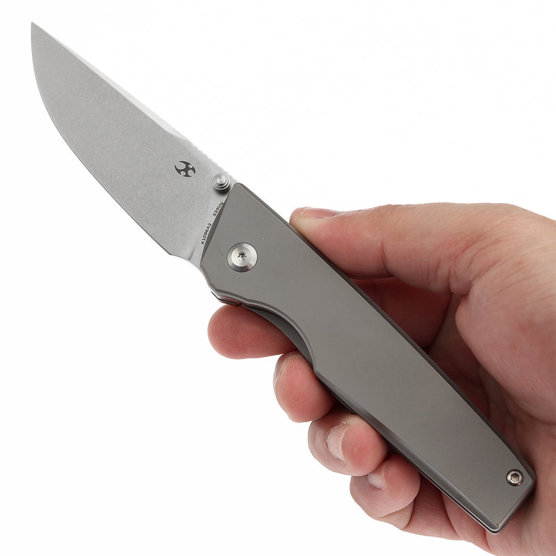 KANSEPT Chimera Thumb Stub Stonewashed Titanium Handle (3.15" CPM S35VN Blade) with Matsey Design-K1096A2