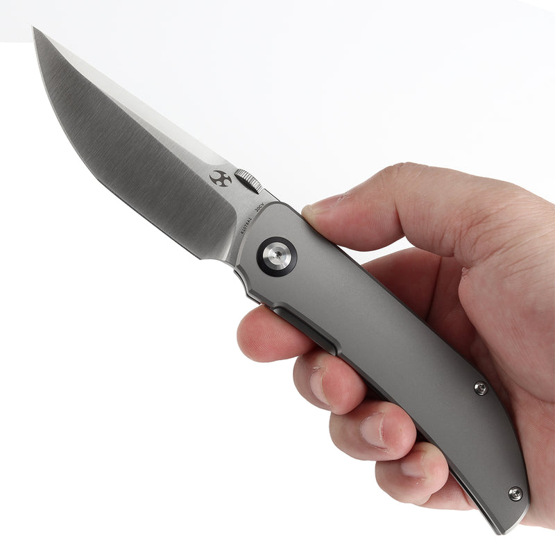 KANSEPT Tarkin Frame Lock Knife Bead Blasted Titanium Handle (3.36'' CPM20CV Blade) Matthew Christensen Design - K1078A1