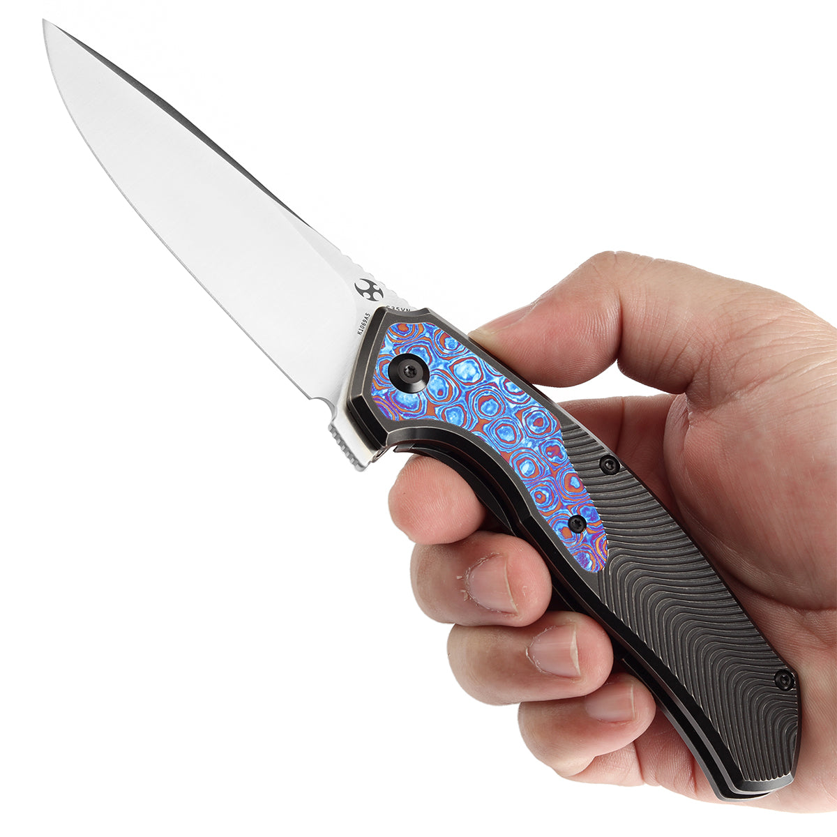 KANSEPT HAVØRN Flipper Blackwash Titanium with Timascus Inlay Handle w ...