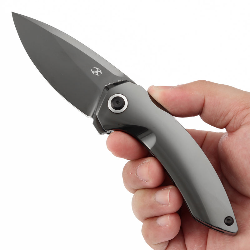 ODD 21 Frame Lock Mirrior DLC Titanium Handale (3.08'' Mirror DLC CPM20CV Blade with Tuff Knives Design K1077A7