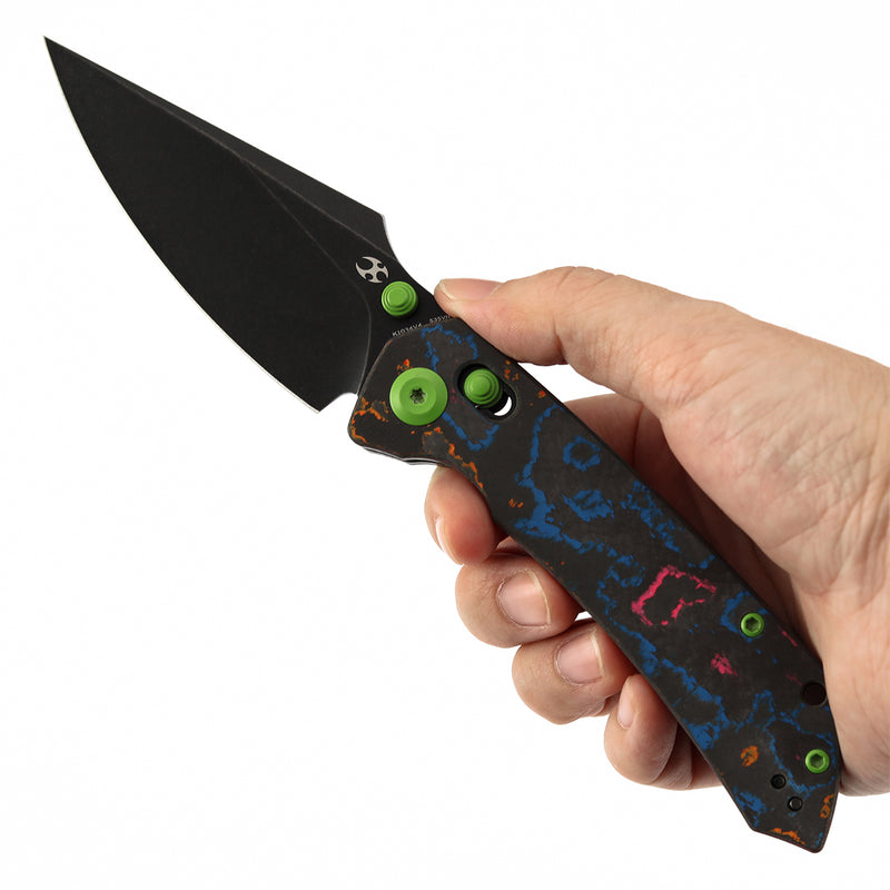 KANSEPT Fenrir Crossbar Lock Knife 80S Camo Carbon Fiber Handle (3.48'' CPM S35VN Blade) Greg Schob Design - K1034V4