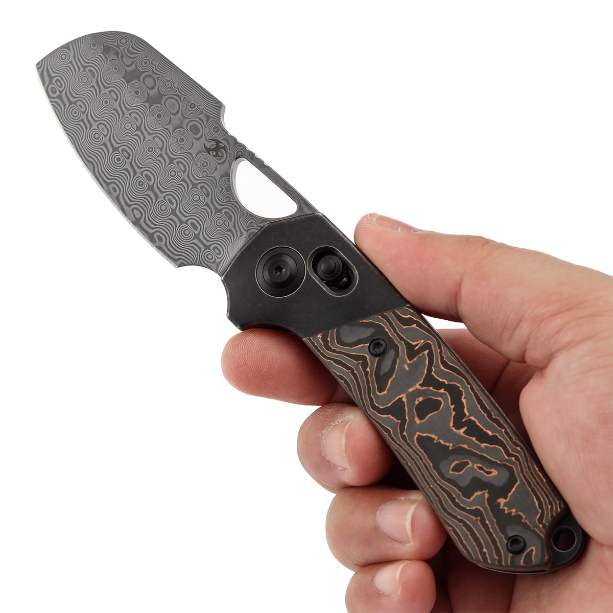 KANSEPT Nahual Crossbar Lock Knife Blackwash Titanium with Copper