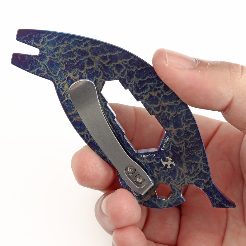 Kansept EDC Tool CrowBar G009A5 Titanium with Lightning Strike Finish Multifunctional EDC Tool for Everyday Carry Designed by Rolf Helbig