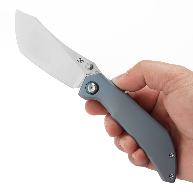 KANSEPT Tipper Thumb Stub Knife Blue Anodized Titanium Handle(3.38'' CPM S35VN Blade)Edgy Bladeworks Design-K1079A1