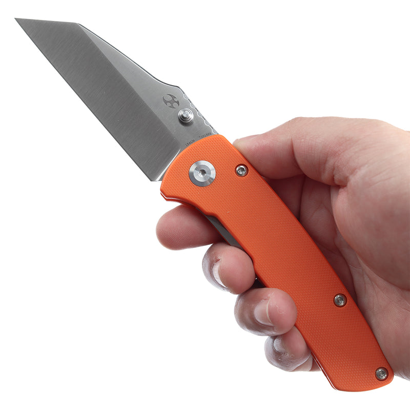 KANSEPT Main Street Thumb Stubs Orange G10 Handle (3.36'' 154CM Blade) Dirk Pinkerton Design-T1015E6