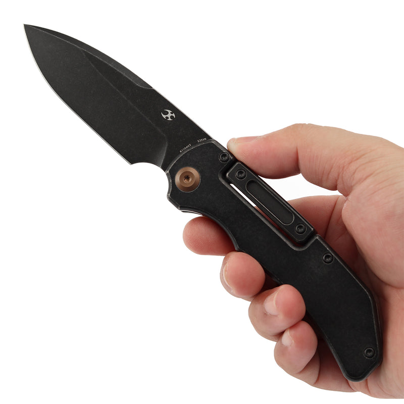 KANSEPT Hazard Bali Lock Knife Blackwash Titanium Handle(3.63" CPM S35VN Blade)Steven Dunnuck Design-K1104H3