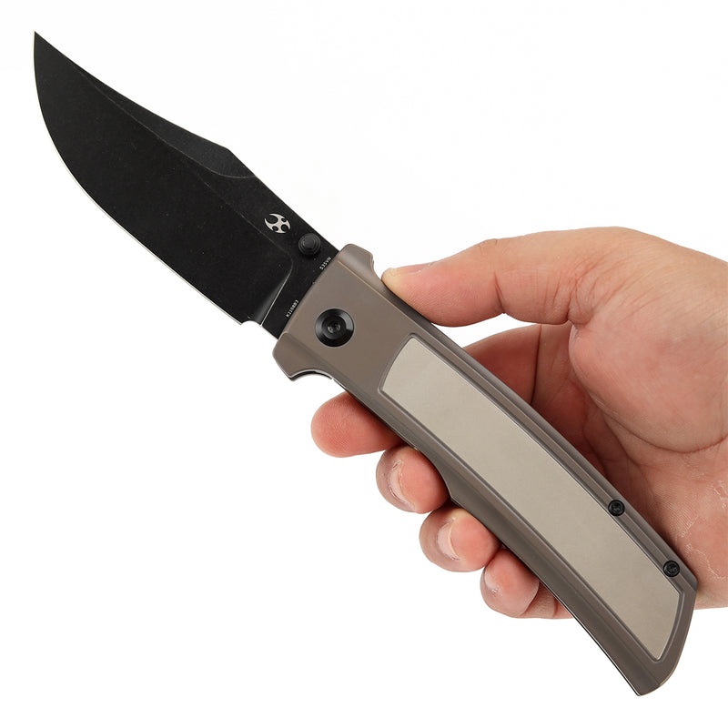 KANSEPT Bison Thumb Stub Bronze Anodized Titanium  Handle 4.25" CPM S35VN Blade) with Ray Laconico Knives Design-K1108B3