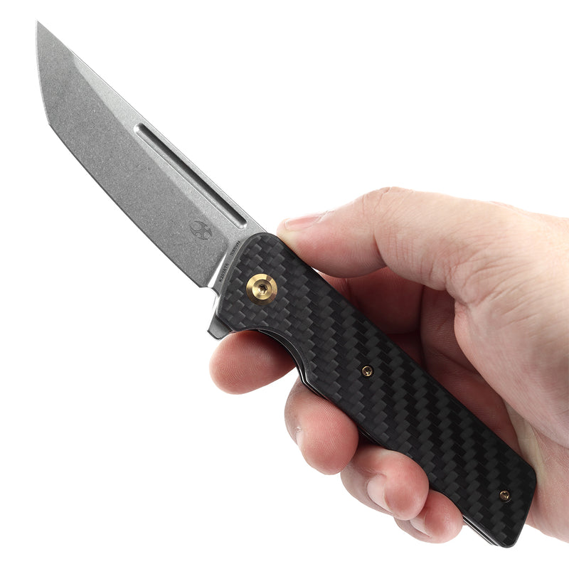 KANSEPT Anomaly Flipper Knife Carbon Fiber +G10 Handle (3.14''CPM S35VN Blade) Dirk Pinkerton-K2038T6