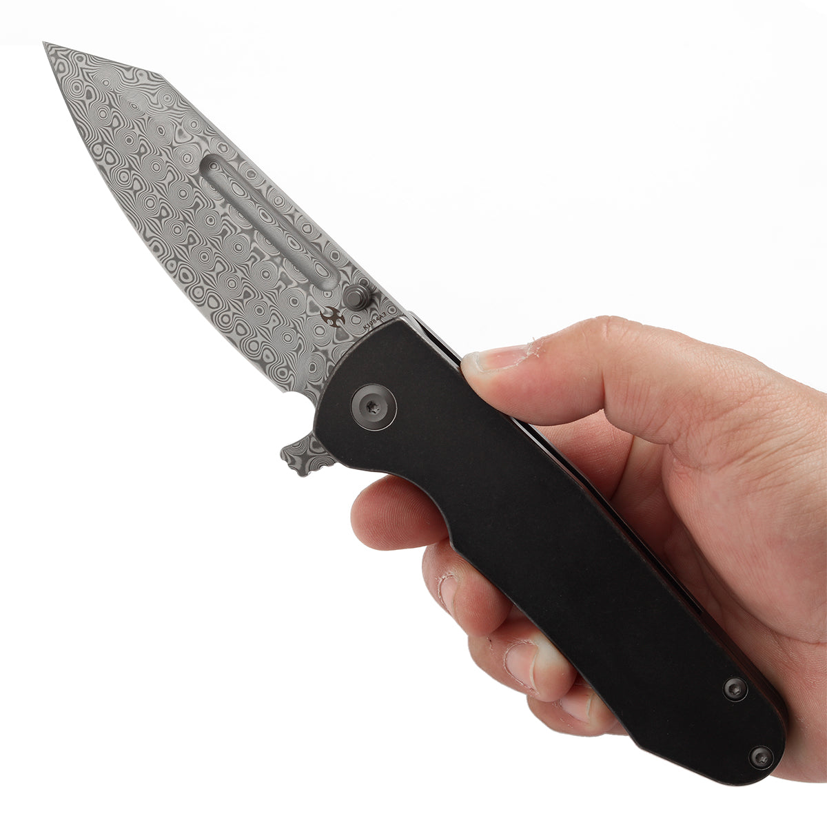 KANSEPT Superhawk Flipper Knife Blackwash Titanium Handle(3.89