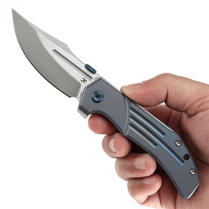 KANSEPT Orion Limited-version KANSEPT Orion Flipper Blue Anodized Titanium Handle (3.07''CPM S35VN with CNC Milling Blade) JB Stout Design -K1089A1