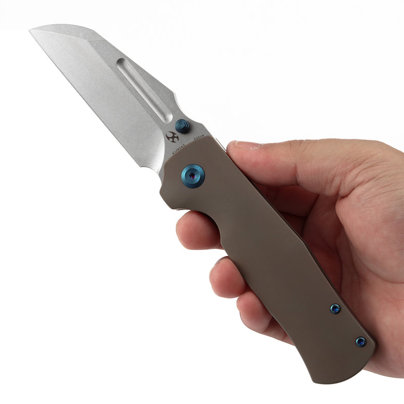 KANSEPT Dreadnaught Thumb Stubs Bronze Anodized Titanium Handle (3.49''CPM S35VN Blade ) Daniel Sparhawk Design -K1082A3