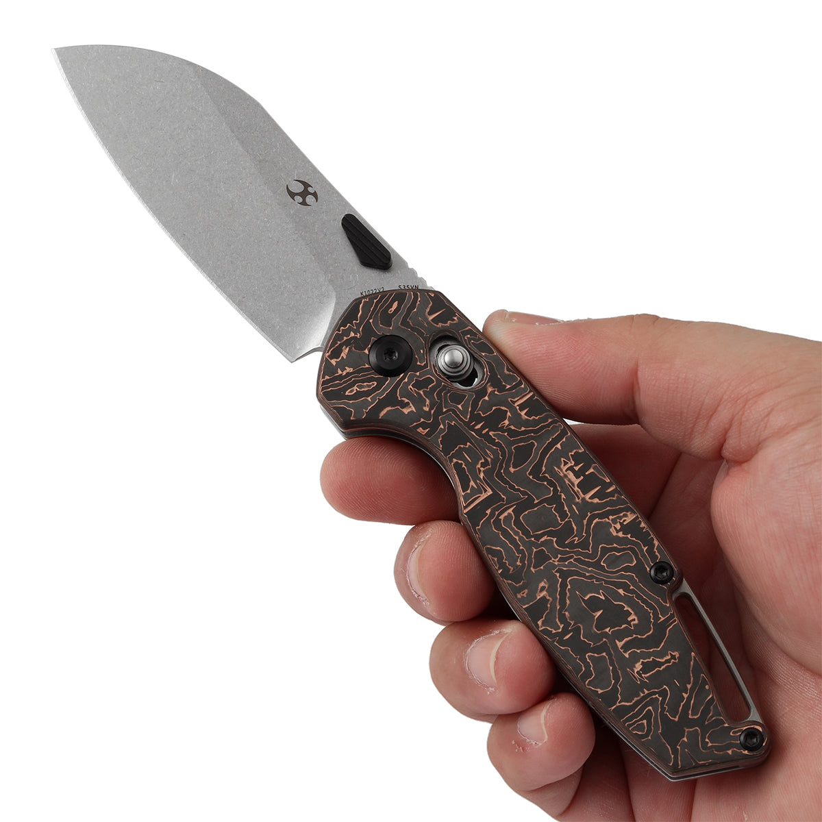 KANSEPT Model 6 Crossbar Lock Knife Copper Carbon Fiber Handle