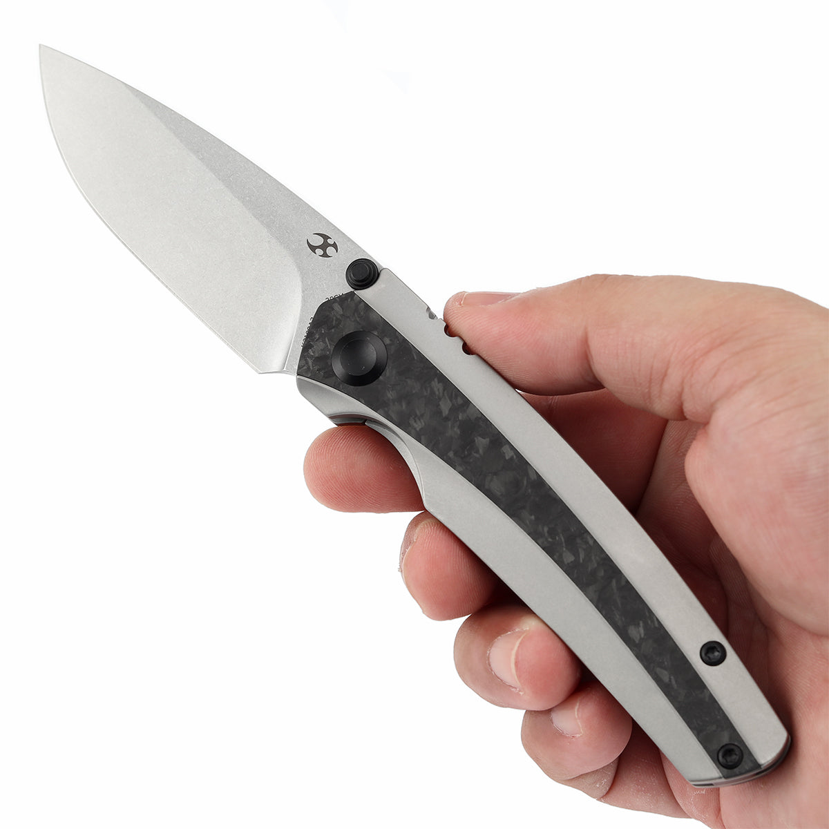 KANSEPT Thumb Stub Raven Bead Blasted Titanium with Shred Carbon