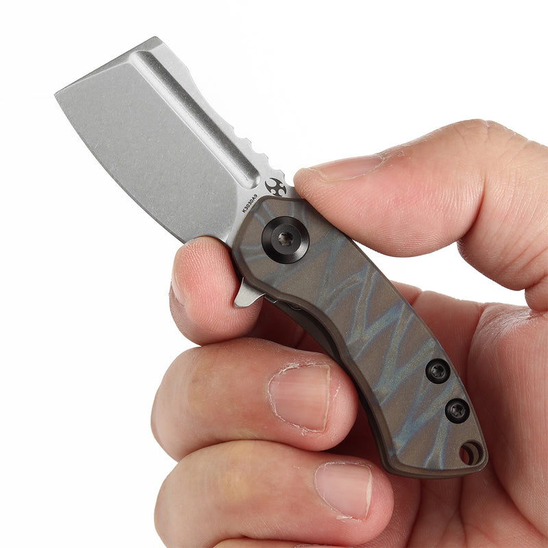 KANSEPT Mini Korvid Flipper knife Tiger Stripe Flamed Titanium Handle (1.45'' CPM-S35VN Blade ) Koch Tools Design-K3030A9