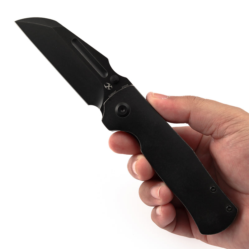 KANSEPT Dreadnaught Thumb Stubs Blackwash Titanium Handle (3.49''CPM S35VN Blade ) Daniel Sparhawk Design -K1082A2