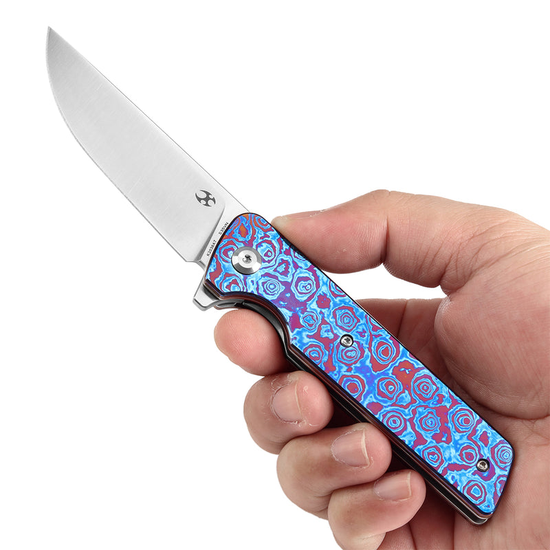 KANSEPT Anomaly Flipper Knife Timascus Handle with Timascus Clip(3.14''CPM-S35VN Blade) Dirk Pinkerton-K2038A7