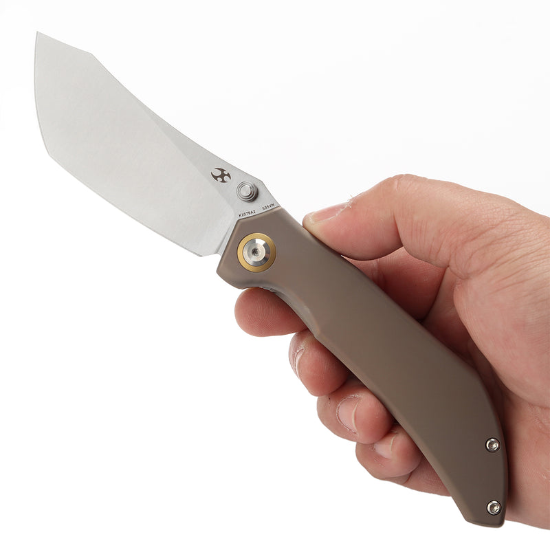 KANSEPT Tipper Thumb Stub Knife Bronze Anodized Titanium Handle(3.38'' CPM S35VN Blade)Edgy Bladeworks Design-K1079A2