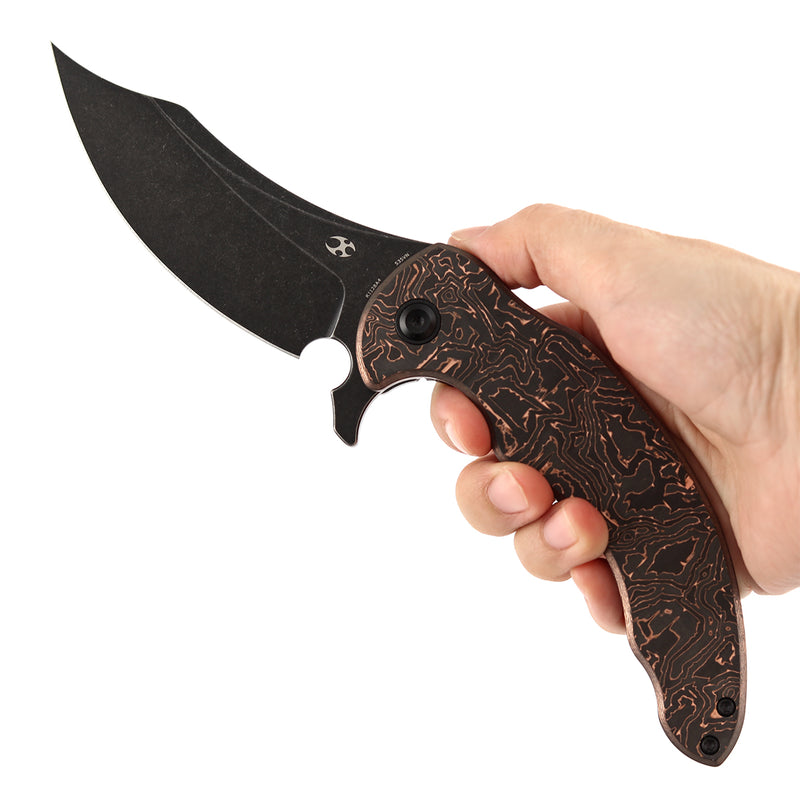 KANSEPT Gilgamesh Flipper Copper Carbon Fiber with Blackwash Titanium Handle ( 3.75" CPM S35VN Blade) Andreas Goltz Designed- K1128A4