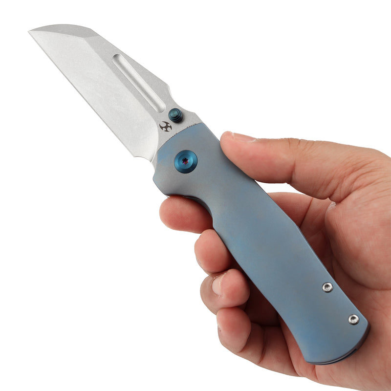 KANSEPT Dreadnaught Thumb Stubs Blue Anodized Titanium Handle (3.49''CPM S35VN Blade ) Daniel Sparhawk Design -K1082A5