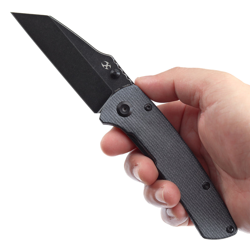 KANSEPT Main Street Thumb Stubs Black Micarta Handle (3.36'' 154CM Blade) Dirk Pinkerton Design-T1015E4