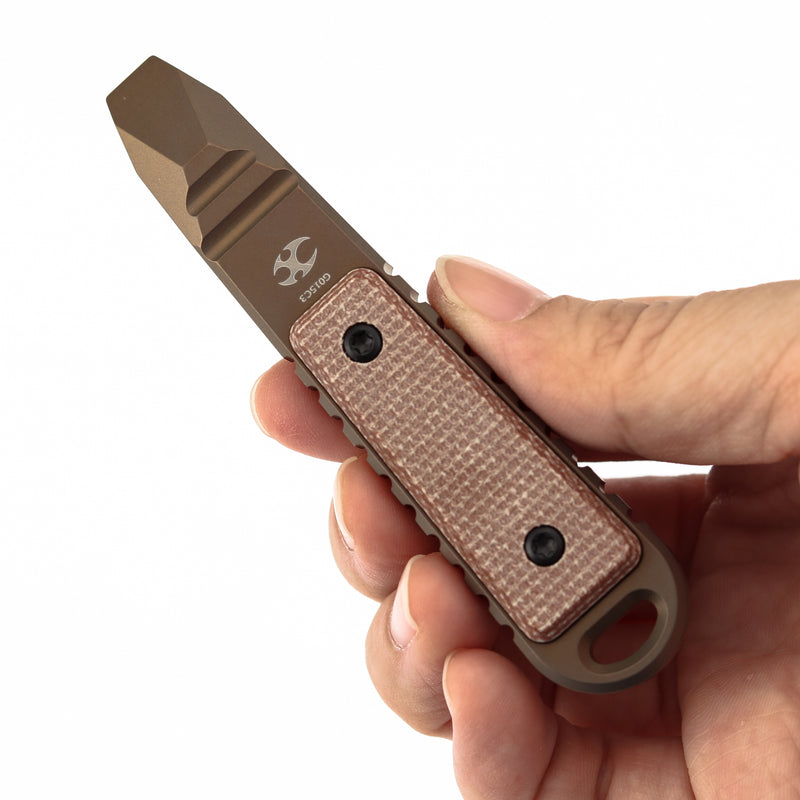 Kansept EDC Kursor Bronze Anodized Titanium+Brown Micarta Inlay Designed by Koch Tools-G015C3