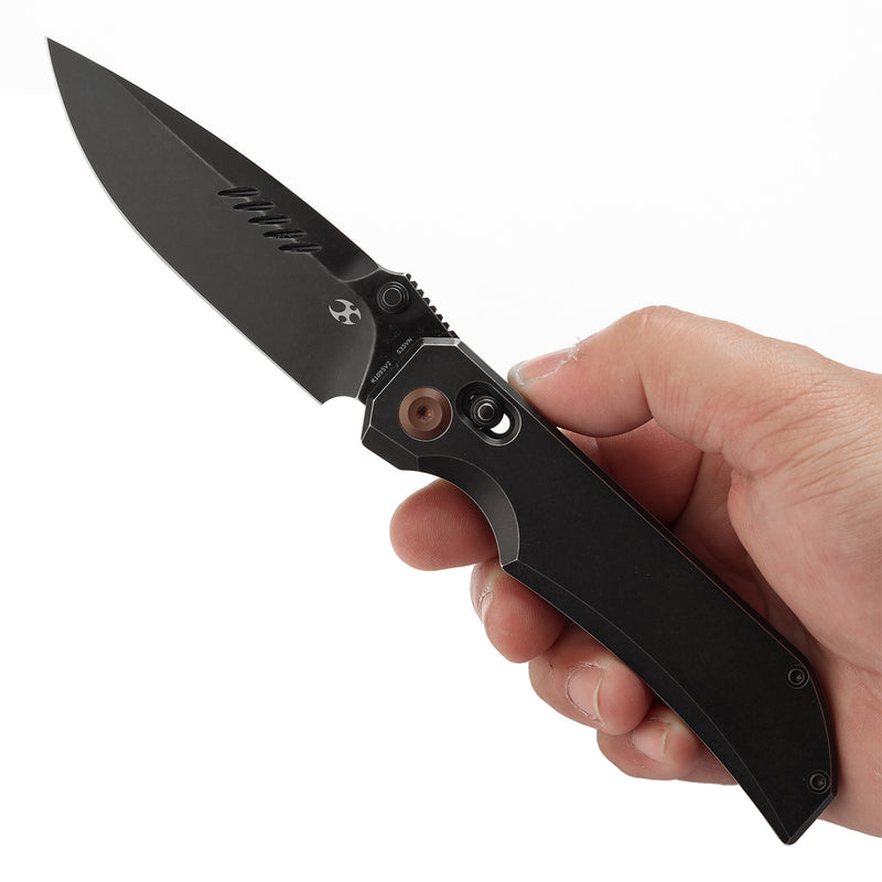 KANSEPT Eaglestrike Crossbar Lock Knife Blackwash Titanium Handle(3.73'' CPM S35VN Blade) James Lowe Design-K1095V2