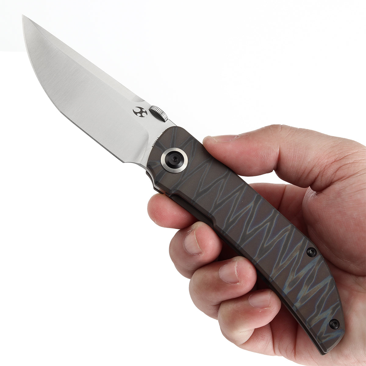 T✨️ KANSEPT Tarkin Frame lock Knife Tiger Stripe Flamed Titanium