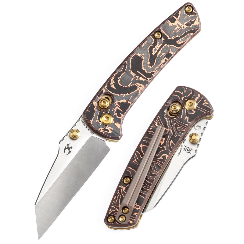 KANSEPT Little Main Street Cross Bar Lock Copper Carbon Fiber Handle (2.26'' CPM S35VN Blade) Dirk Pinkerton Design-K2015V2