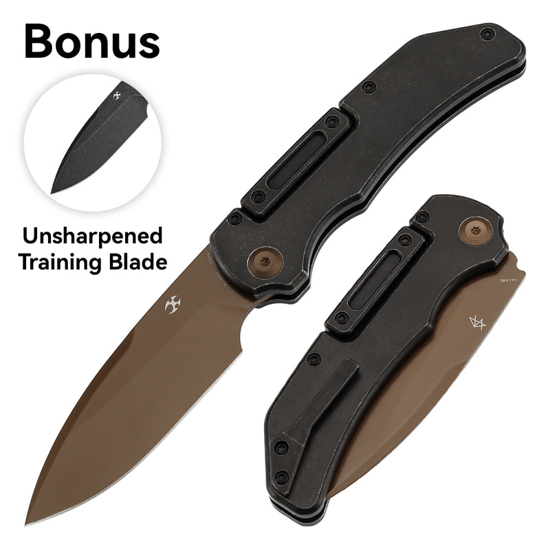 PREORDER-Ship on about Jan 10th,2026-KANSEPT Hazard Bali Lock Knife Black Stonewashed Titanium Handle(3.63" CPM S35VN Blade)Steven Dunnuck Design with training unsharpened blade -K1104H2P