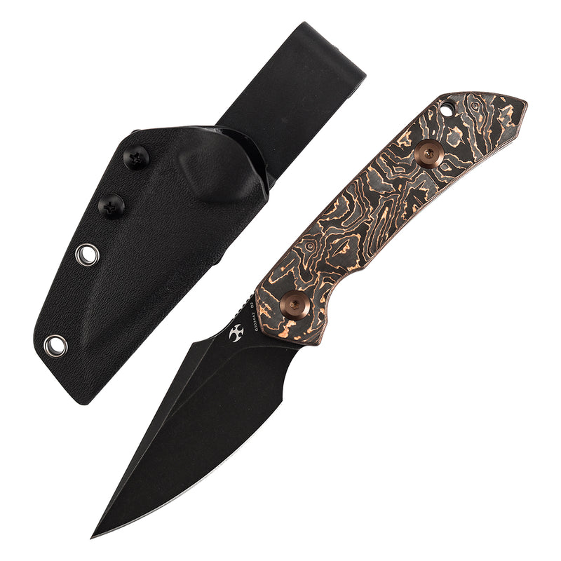 Kansept Fenrir | Fixed Blade | Copper Carbon Fiber |2.87" D2 Blade | Sparrow Knife Design | G3034A2