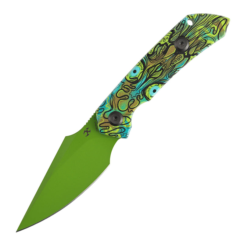 Kansept Fenrir  | Fixed Blade | Jade G10 with Green Undead Print |2.87" D2 Blade | Sparrow Knife Design | G3034A3