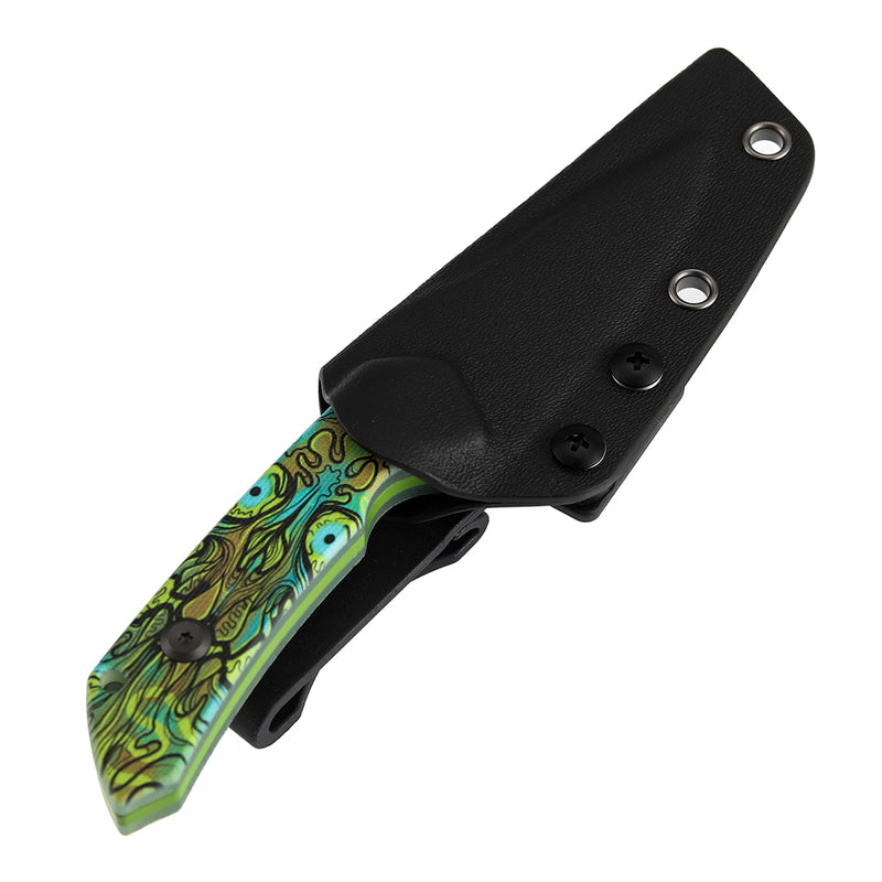 Kansept Fenrir  | Fixed Blade | Jade G10 with Green Undead Print |2.87" D2 Blade | Sparrow Knife Design | G3034A3