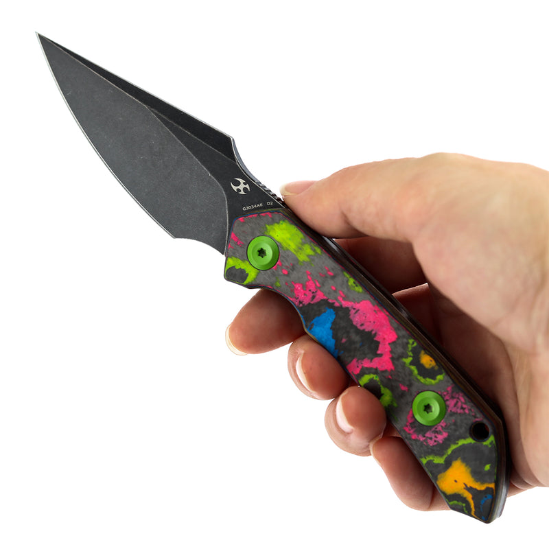 Kansept Fenrir | Fixed Blade | 80S Camo Carbon Fiber |2.87" D2 Blade | Sparrow Knife Design | G3034A6