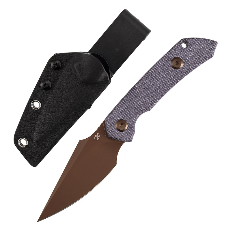 Kansept Fenrir | Fixed Blade | Purple Micarta |2.87" Rose Gold D2 Blade | Sparrow Knife Design | G3034A5