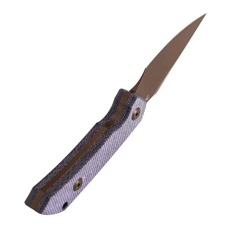 Kansept Fenrir | Fixed Blade | Purple Micarta |2.87" Rose Gold D2 Blade | Sparrow Knife Design | G3034A5