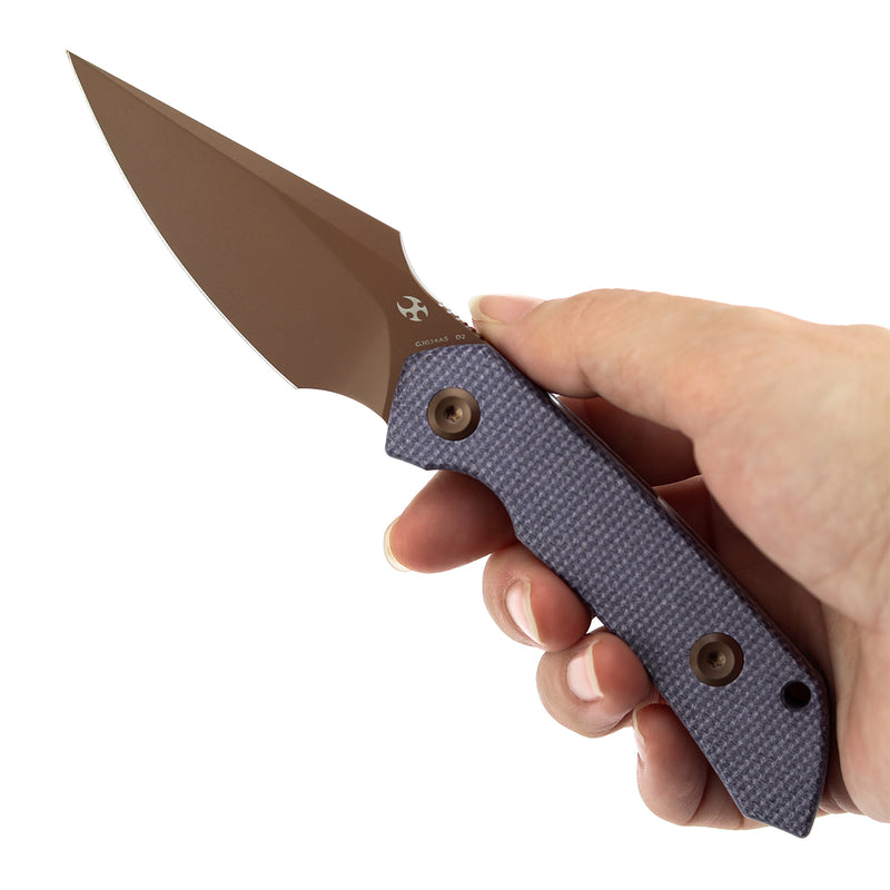 Kansept Fenrir | Fixed Blade | Purple Micarta |2.87" Rose Gold D2 Blade | Sparrow Knife Design | G3034A5