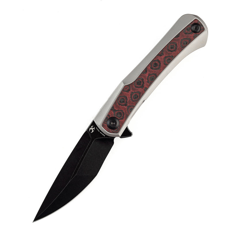 KANSEPT Kratos Flipper Knife Titanium +  Black Carbon Fiber Inlay Handle (3.79‘'CPM-S35VN Blade)Ostap Hel Design-K1024A9