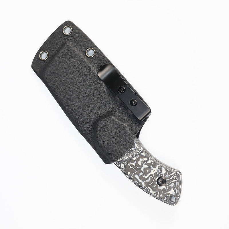 KANSEPT Korvid S Fixed Blade Black & White Carbon Fiber + Kydex Sheath Handle (2.9" CPM-S35VN Blade) Koch Tools -G2030A5