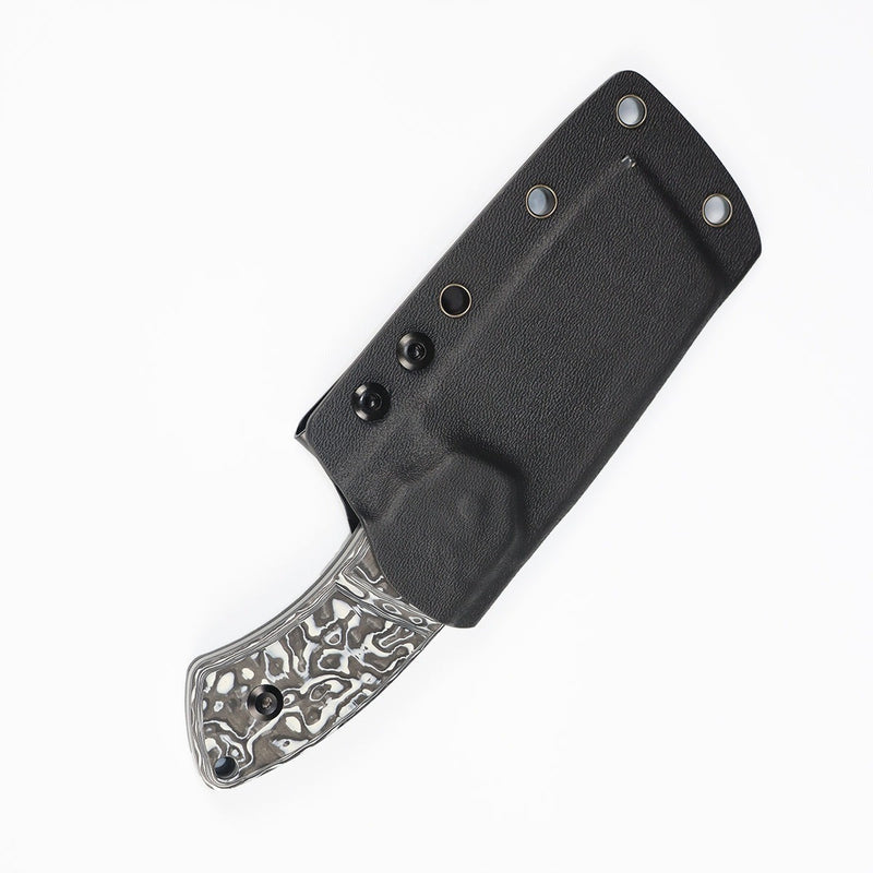 KANSEPT Korvid S Fixed Blade Black & White Carbon Fiber + Kydex Sheath Handle (2.9" CPM-S35VN Blade) Koch Tools -G2030A5