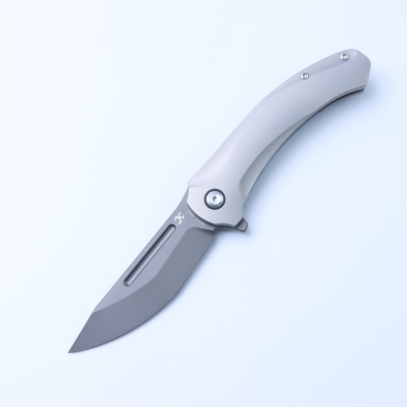 KANSEPT Hira Flipper Bead Blasted Titanium Handle (3.46" CPM S35VN Blade) with Marco Knives Design-K1090A4