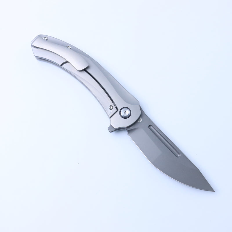 KANSEPT Hira Flipper Bead Blasted Titanium Handle (3.46" CPM S35VN Blade) with Marco Knives Design-K1090A4