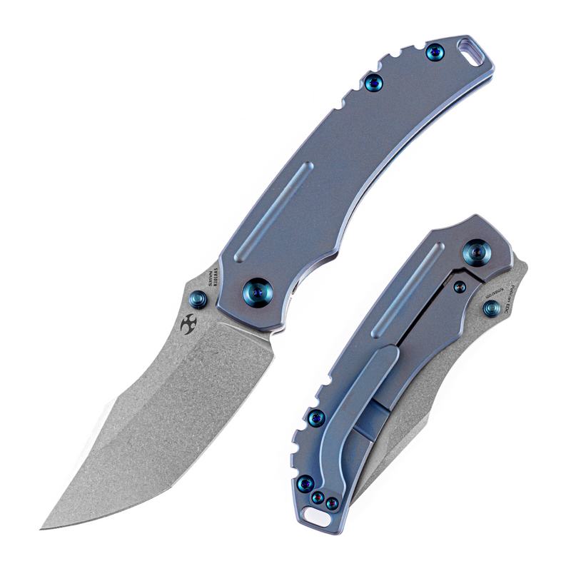 KANSEPT Pelican Edc Flipper Knife Blue Anodized Titanium Handle (3.0’‘CPM-S35VN Tanto Blade)Kmaxrom Design-K1018A5