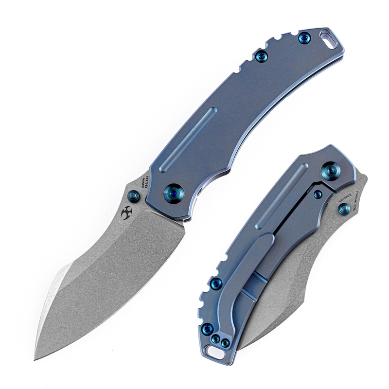 KANSEPT Pelican Edc Flipper Knife Blue Anodized Titanium Handle (3.0’‘CPM-S35VN Blade)Kmaxrom Design-K1018A6