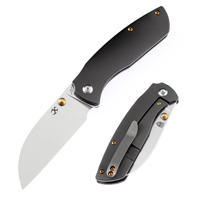KANSEPT Convict CPM-S35VN  Blade Dark Gray Anodized Titanium Handle with Sheepdog Knives Design-K1023B1