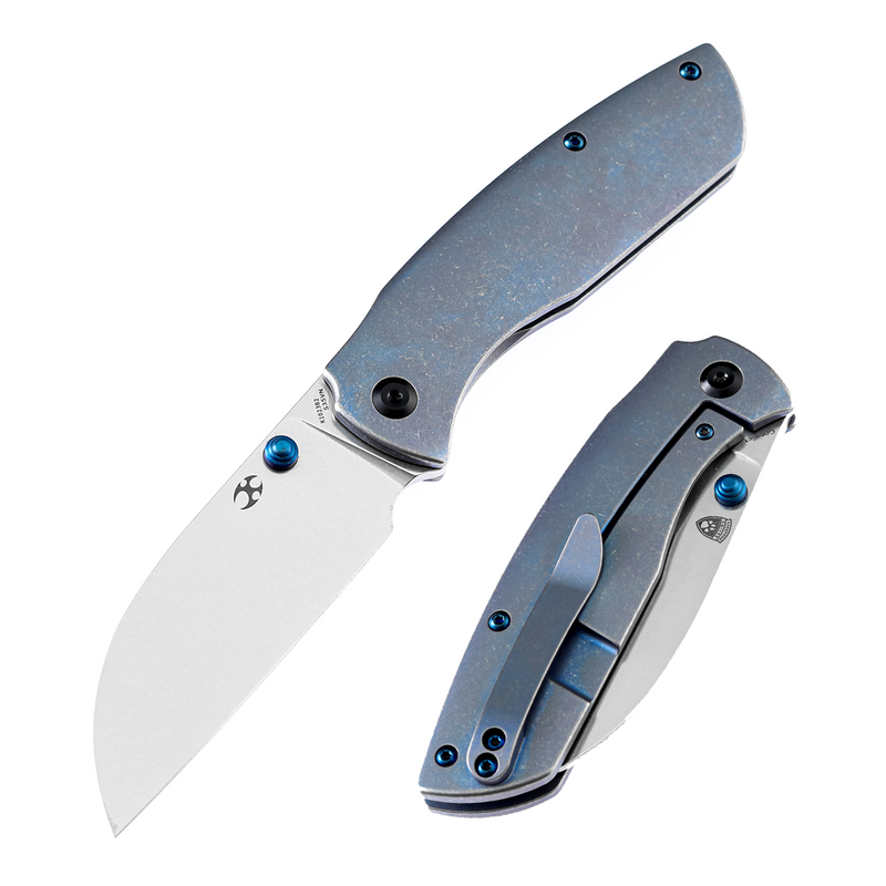 KANSEPT Convict K1023B2 CPM-S35VN  Blade Blue Anodized Titanium Handle Handle with Sheepdog Knives Design